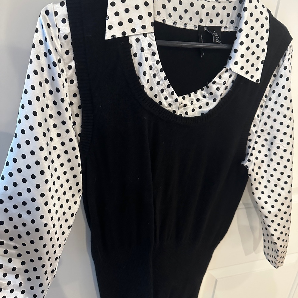 Black and White Polka Dot Lg Blouse